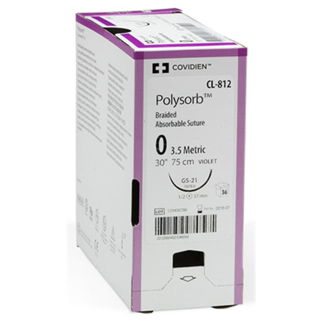 Covidien POLYSORB Suture, Blunt Taper Point Protect Point, 0, Undyed, 36", Needle BTP-1, 1/2 Circle. MPN: CLT954