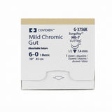 Covidien Mild Chromic Gut Suture, Reverse Cutting, Size 6-0 18", Needle HE-7, 3/8 Circle. MPN: G3756K