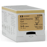 Covidien Mild Chromic Gut Suture, Reverse Cutting, Size 5-0 18", Needle HE-1, 3/8 Circle. MPN: G3791K