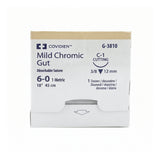 Covidien Mild Chromic Gut Suture, Reverse Cutting, Size 6-0 18", Needle C-1, 3/8 Circle. MPN: G3810
