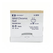 Covidien Mild Chromic Gut Suture, Reverse Cutting, Size 6-0 18", Needle C-1, 3/8 Circle. MPN: G3810