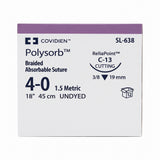 Covidien POLYSORB Suture, Reverse Cutting, Size 4-0, Undyed, 18", Needle C-13. MPN: SL638