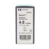 Covidien MAXON Suture, Premium Reverse Cutting, Size 4-0, Green, 18", Needle P-12, 3/8 Circle. MPN: SMM5033
