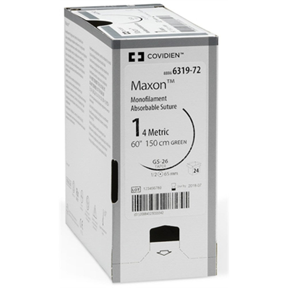 Covidien MAXON Suture, Premium Reverse Cutting, Size 5-0, Clear, 18", Needle P-12, 3/8 Circle. MPN: SMM5042