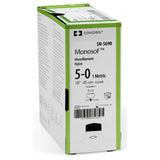 Covidien MONOSOF Nylon Suture, Prem Reverse Cutting, Size 5-0, Black, 18", Needle P-10, 3/8 Circle. MPN: SN3695