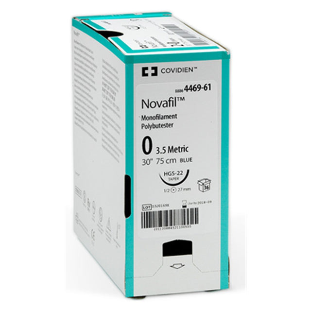 Covidien NOVAFIL Suture, Premium Reverse Cutting, Size 5-0, Blue, 18", Needle P-11, 3/8 Circle. MPN: SPB5142G