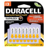 DURACELL Hearing Aid Battery, Zinc Air, Size 13, 16/pk, 6 pk/bx, 6 bx/cs. MPN: DA13B16