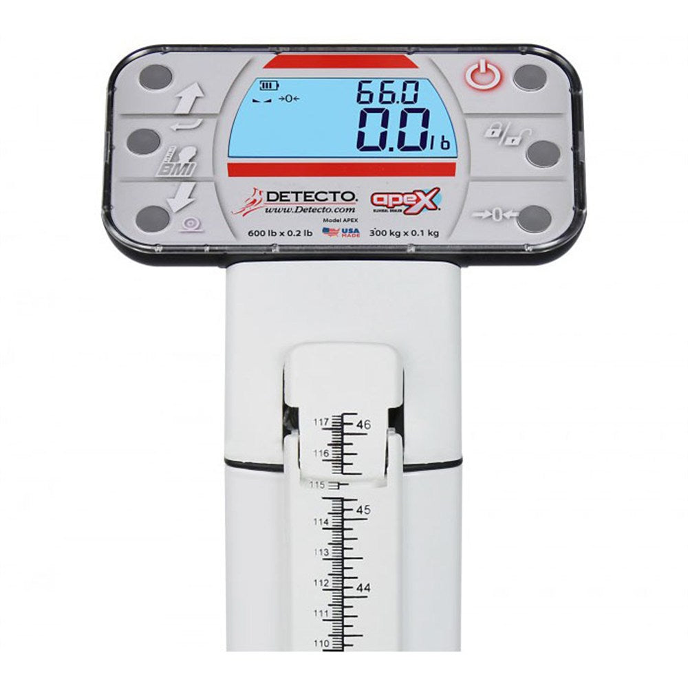 DETECTO apex Eye-Level Digital Clinical Scale, Includes AC Adapter, Mechanical Height Rod, 600 lb / 300 kg. MPN: APEX-AC - Image 3