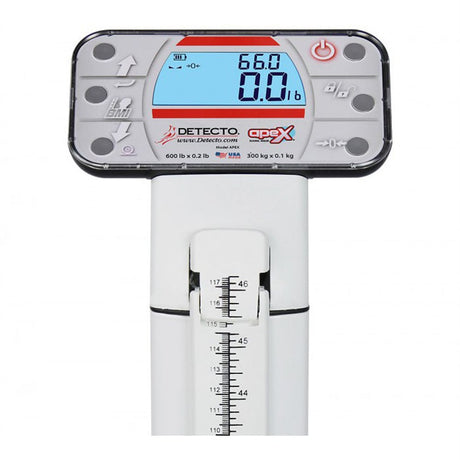 DETECTO apex Eye-Level Digital Clinical Scale, Includes AC Adapter, Mechanical Height Rod, 600 lb / 300 kg. MPN: APEX-AC - Image 3