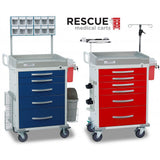 DETECTO RESCUE Anesthesiology Cart, White Frame, 6 BLUE Drawers, Loaded, Keyed Lock. MPN: RC333369BLU-L - Image 2