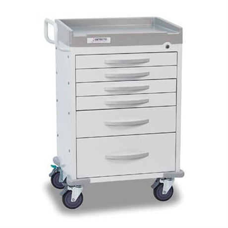 DETECTO RESCUE General Purpose Medical Cart, White Frame, 6 WHITE Drawers, Keyed Lock. MPN: RC333369WHT