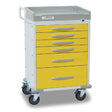 DETECTO RESCUE Isolation Medical Cart, White Frame, 6 YELLOW Drawers, Keyed Lock. MPN: RC333369YEL