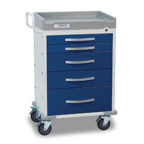 DETECTO RESCUE Anesthesiology Cart, White Frame, 5 BLUE Drawers, Keyed Lock. MPN: RC33669BLU