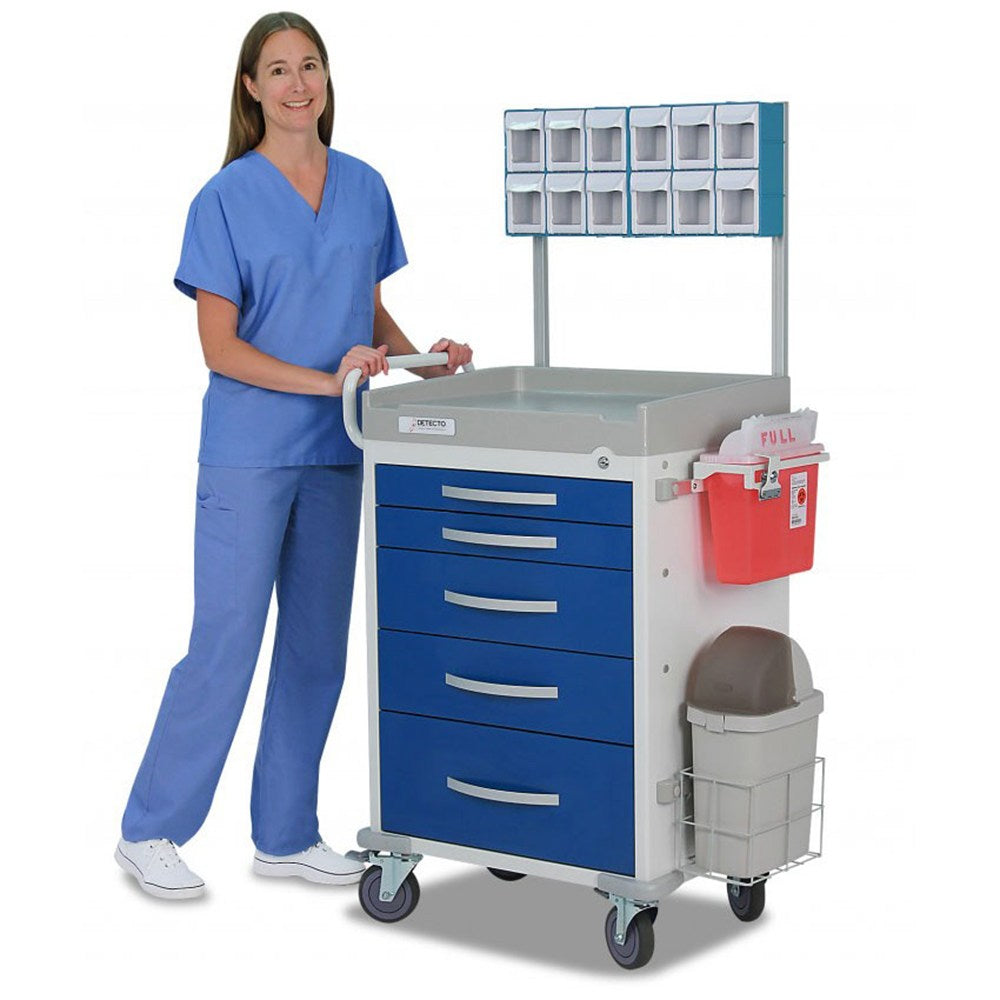DETECTO RESCUE Anesthesiology Cart, White Frame, 5 BLUE Drawers, Keyed Lock. MPN: RC33669BLU - Image 4
