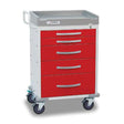 DETECTO RESCUE Emergency Room Cart, White Frame, 5 RED Drawers, Emergency Lock. MPN: RC33669RED