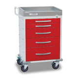 DETECTO RESCUE Emergency Room Cart, White Frame, 5 RED Drawers, Emergency Lock. MPN: RC33669RED