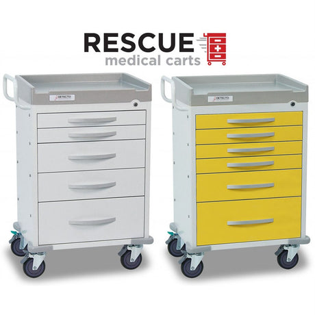 DETECTO RESCUE Emergency Room Cart, White Frame, 5 RED Drawers, Emergency Lock. MPN: RC33669RED - Image 2