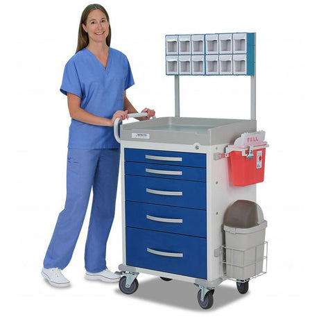 DETECTO RESCUE General Purpose Medical Cart, White Frame, 5 White Drawers, Keyed Lock. MPN: RC33669WHT - Image 4