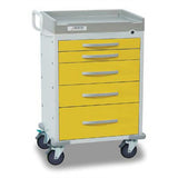 DETECTO RESCUE Isolation Medical Cart, White Frame, 5 YELLOW Drawers, Keyed Lock. MPN: RC33669YEL