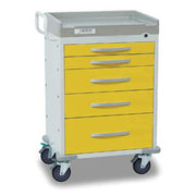 DETECTO RESCUE Isolation Medical Cart, White Frame, 5 YELLOW Drawers, Keyed Lock. MPN: RC33669YEL