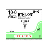 Ethicon ETHILON Nylon Suture, Size: 10-0, Needle: ST100-3, BLACK, 12/bx. MPN: 2849G