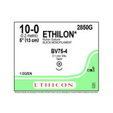 Ethicon ETHILON Nylon Suture, Size: 10-0, Needle: BV75-4, BLACK, 12/bx. MPN: 2850G