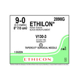 Ethicon ETHILON Nylon Suture, Size: 9-0, Needle: V130-3, BLACK, 12/bx. MPN: 2898G
