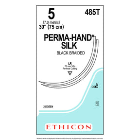 Ethicon PERMAHAND Silk Suture, Size: 5, Needle: LR, LR, BLACK, 24/bx. MPN: 485T