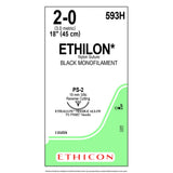 Ethicon ETHILON Nylon Suture, Size: 2-0, Needle: PS-2, BLACK, 36/bx. MPN: 593H