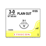 Ethicon Surgical Gut Suture - Plain, Size: 3-0, Needle: X-1, BROWN, 12/bx. MPN: 612G
