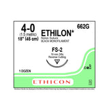Ethicon ETHILON Nylon Suture, Size: 4-0, Needle: FS-2, BLACK, 12/bx. MPN: 662G