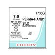 Ethicon PERMAHAND Silk Suture, Size: 7-0, Needle: TG140-8, TG140-8, BLACK, 12/bx. MPN: 7733G