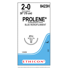 Ethicon PROLENE Polypropylene Suture, Size: 2-0, Needle: CT-1, BLUE, 36/bx. MPN: 8423H