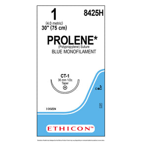 Ethicon PROLENE Polypropylene Suture, Size: 1, Needle: CT-1, BLUE, 36/bx. MPN: 8425H