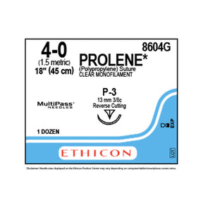 Ethicon PROLENE Polypropylene Suture, Size: 4-0, Needle: P-3, UNDYED, 12/bx. MPN: 8604G
