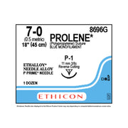 Ethicon PROLENE Polypropylene Suture, Size: 7-0, Needle: P-1, BLUE, 12/bx. MPN: 8696G