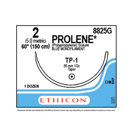 Ethicon PROLENE Polypropylene Suture, Size: 2, Needle: TP-1, BLUE, 12/bx. MPN: 8825G