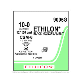 Ethicon ETHILON Nylon Suture, Size: 10-0, Needle: CSM-6, CSM-6, BLACK, 12/bx. MPN: 9005G