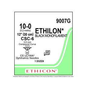 Ethicon ETHILON Nylon Suture, Size: 10-0, Needle: CS-B-6, CS-B-6, BLACK, 12/bx. MPN: 9007G