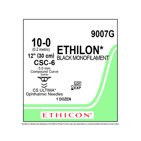 Ethicon ETHILON Nylon Suture, Size: 10-0, Needle: CS-B-6, CS-B-6, BLACK, 12/bx. MPN: 9007G