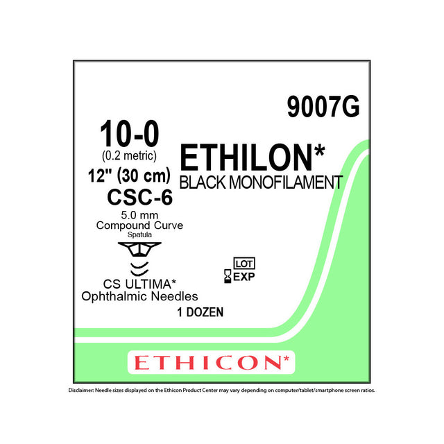 Ethicon ETHILON Nylon Suture, Size: 10-0, Needle: CS-B-6, CS-B-6, BLACK, 12/bx. MPN: 9007G