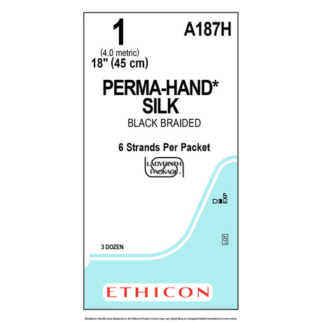 Ethicon PERMAHAND Silk Suture, Size: 1, NO NEEDLE, BLACK, 36/bx. MPN: A187H