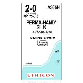 Ethicon PERMAHAND Silk Suture, Size: 2-0, NO NEEDLE, BLACK, 36/bx. MPN: A305H