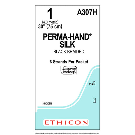 Ethicon PERMAHAND Silk Suture, Size: 1, NO NEEDLE, BLACK, 36/bx. MPN: A307H