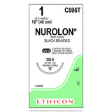 Ethicon NUROLON Nylon Suture, Size: 1, Needle: OS-8, BLACK, 24/bx. MPN: C595T