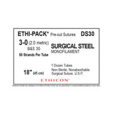 Ethicon Surgical Stainless Steel Suture, Size: 3-0, NO NEEDLE, ETHI-PACK, SILVER, 12/bx. MPN: DS30