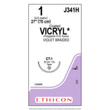 Ethicon COATED VICRYL Suture, Size: 1, Needle: CT-1, VIOLET, 36/bx. MPN: J341H