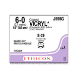 Ethicon COATED VICRYL Suture, Size: 6-0, Needle: S-29, S-29, VIOLET, 12/bx. MPN: J555G