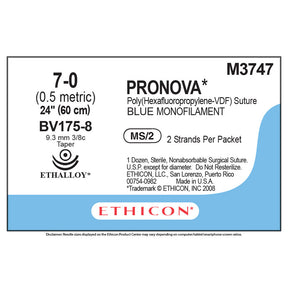Ethicon PRONOVA Poly Suture, Size: 7-0, Needle: BV175-8, BV175-8, BLUE, 12/bx. MPN: M3747