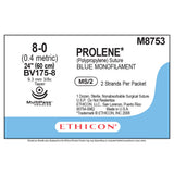 Ethicon PROLENE Polypropylene Suture, Size: 8-0, Needle: BV175-8, BV175-8, BLUE, 12/bx. MPN: M8753